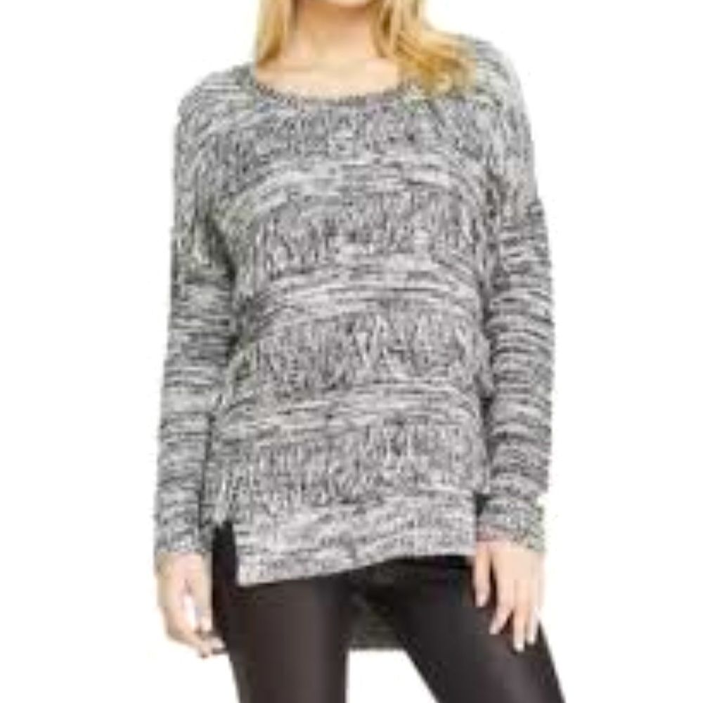 Express oversized tunic length fringed gray sweater size medium